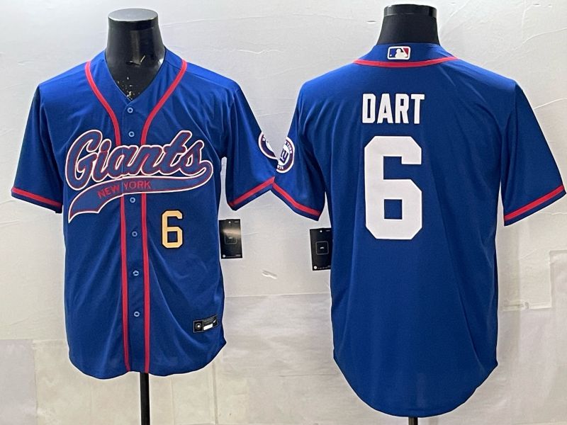 Men 2025 New York Giants #6 Dart Blue Joint Name Nike Limited NFL Jersey 02